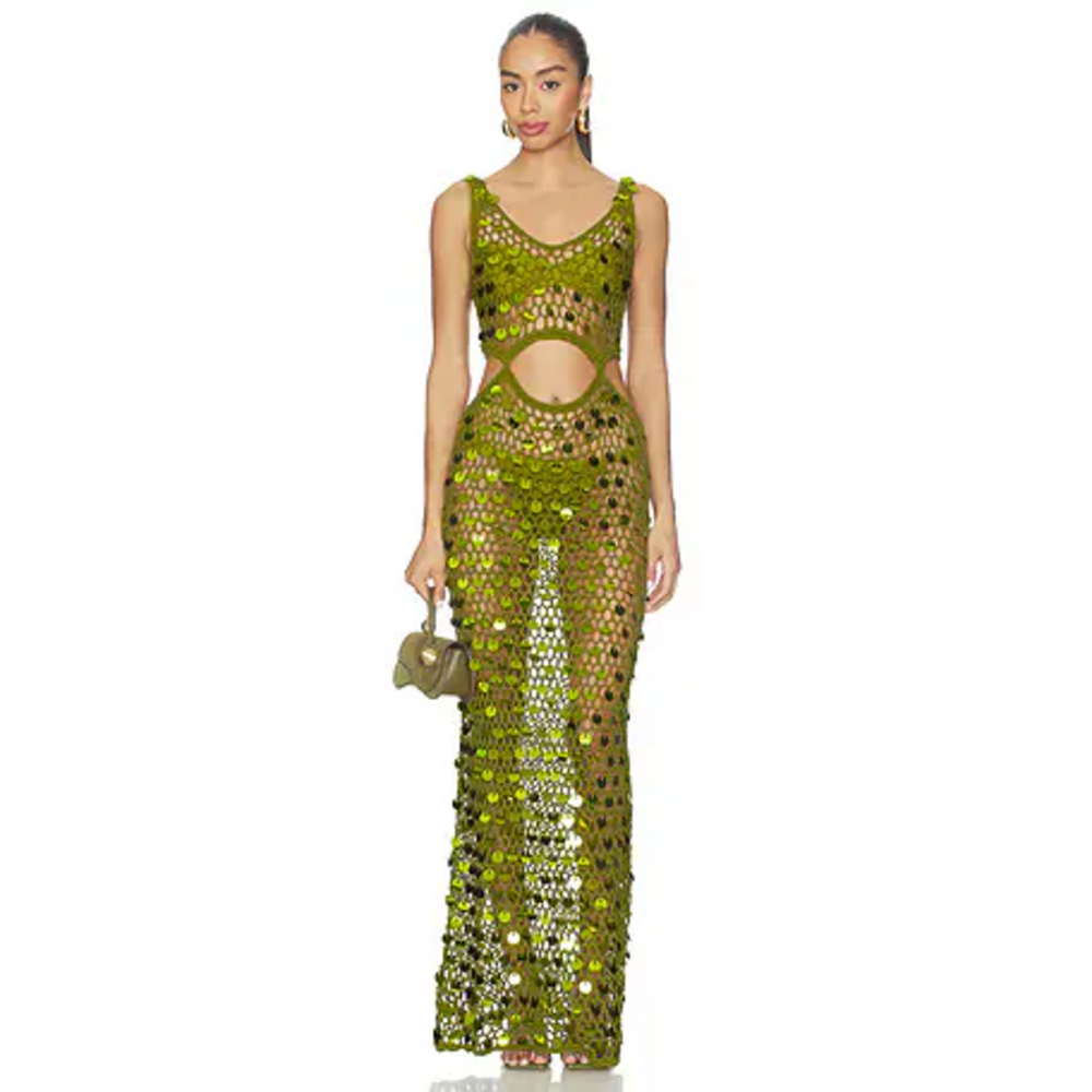 superdown Elena Maxi Dress in Moss Green - Picture 4 of 4